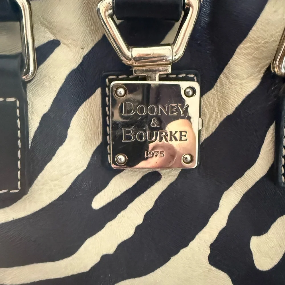 Dooney & Bourke Black & Cream Zebra-Print Tote with Red Lining - Picture 5 of 9